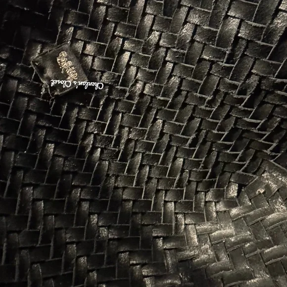 Coach Black Woven Leather Swing Tote Carryall Shoulder Bag Purse - Picture 12 of 13